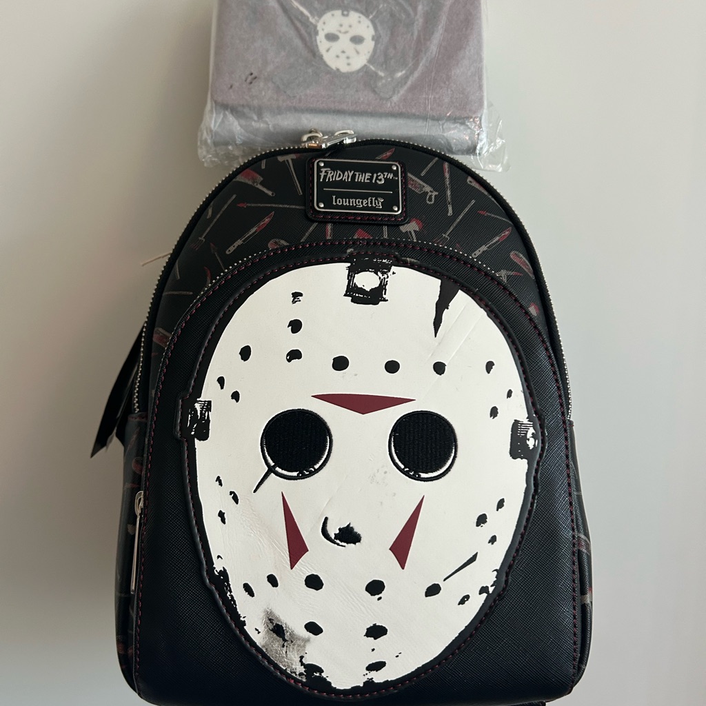Loungefly Friday The 13th Black And White Backpack (Glow In The Dark)